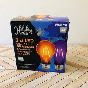 Holiday Living ORANGE PURPLE BULB 25-Watt EQ A19 Orange LED Light Bulb (2-Pack)